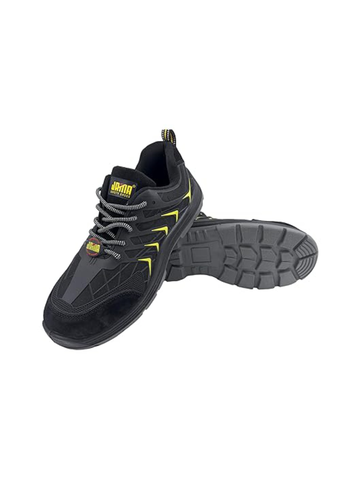 JAMA JF002 Special Water Resistant Safety Shoe Country of origin: China Specifications Brand: Generic (Imported) Weight (Approx.) : 1.2 kg Height : 4 inch Shoe Material : Leather Net Quantity : 1 pair Model No : JF002 Color : Black Sole Type : DD-PU Sole Toe Type : Steel Toe Description The Jama Safety Shoe JF002 is designed with a durable KPU upper that resists scratches and water damage. This high-performance material offers excellent protection in tough environments, ensuring long-lasting durability and comfort in challenging work conditions. Features : Equipped with a robust steel toe cap, the JF002 provides protection against impacts of 200 ± 4 Joules. This essential safety feature safeguards feet from falling objects, making it perfect for high-risk work environments like construction and logistics. The JF002 is heat-resistant up to 120°C and offers cold insulation down to -15°C. This ensures that your feet remain safe and comfortable whether you're working in hot industrial settings or freezing cold conditions, offering all-weather protection. Designed with a double-density PU sole, the JF002 features an anti-skid sole pattern with self-cleaning cleats. The sole is oil and slip-resistant, ensuring superior traction and stability, even on wet or slippery surfaces, enhancing workplace safety. ISI marked for IS:15298, CE Certified, and BIS Approved, the JF002 is anti-static and offers a firm heel counter. Its safety certifications make it ideal for construction, cement, automotive, farming, chemical plants, and railway construction industries.